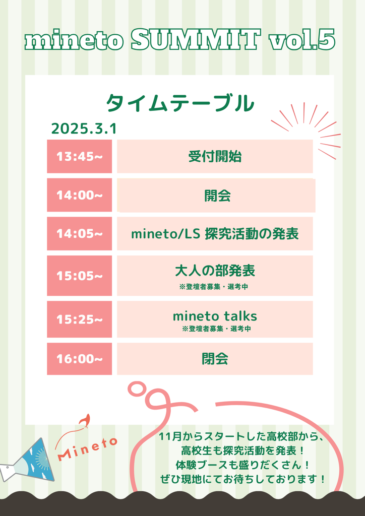 mineto SUMMITタイムテーブル