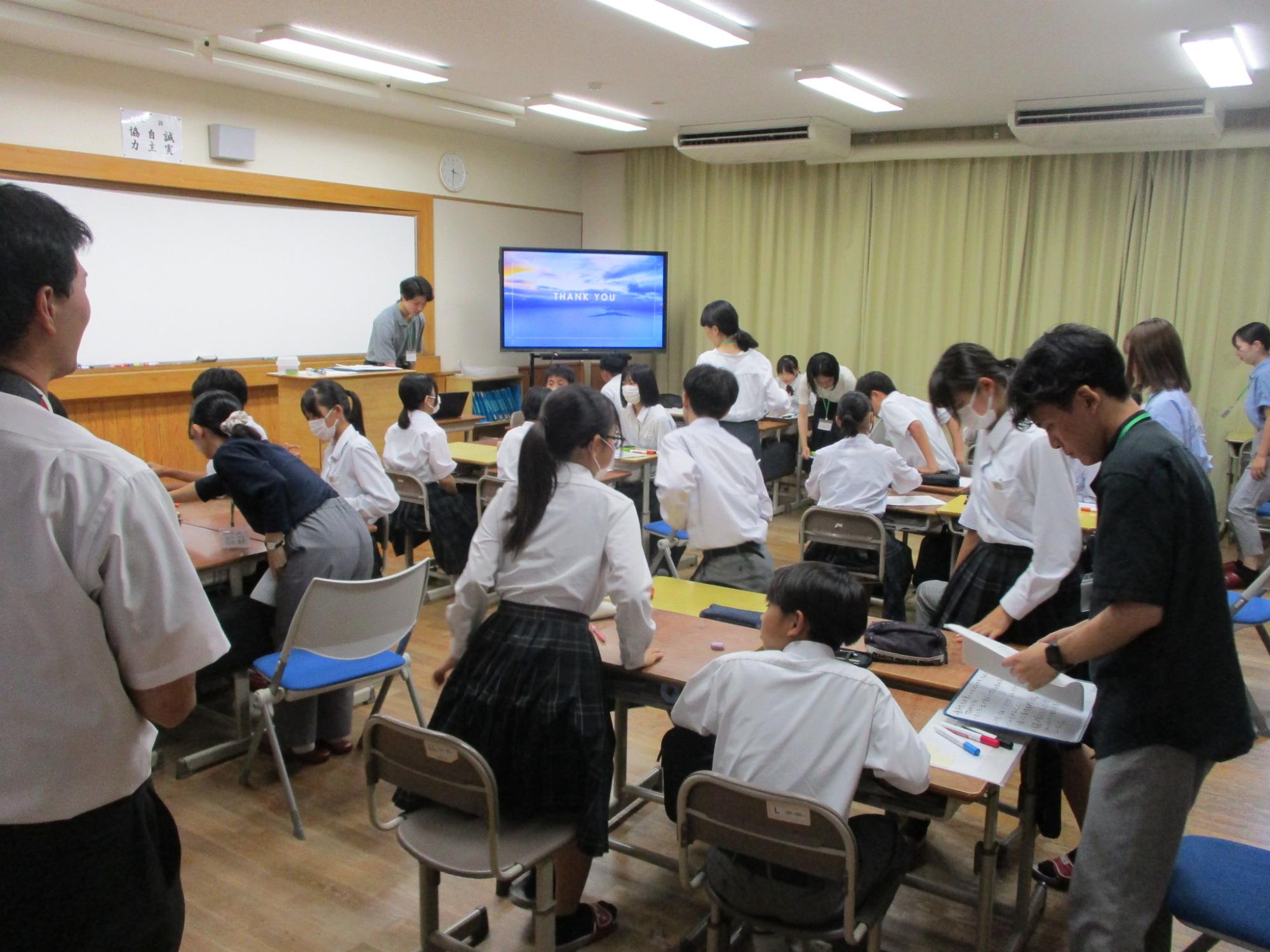 大嶺中学校でのワークショップ